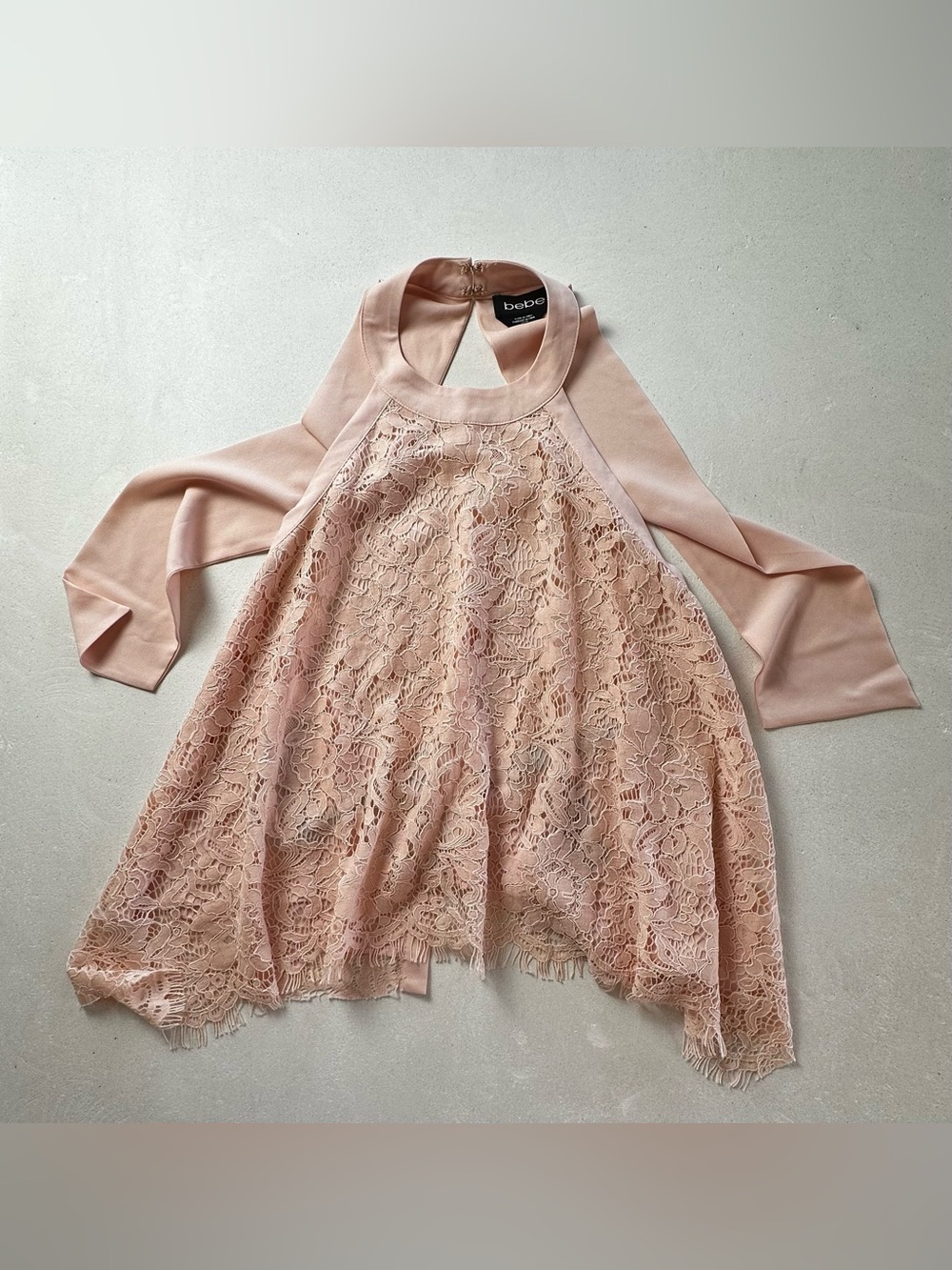 Authentic bebe Blush Pink Lace Halter Tank